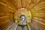 Spacious outdoor sauna 